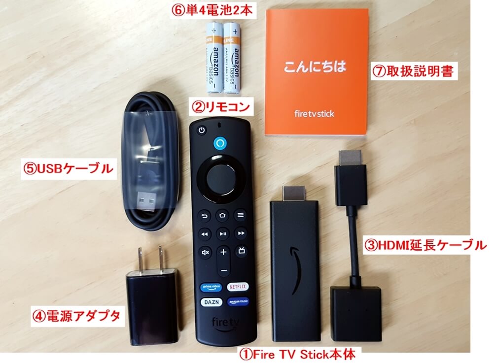 Fire TV Stick（ファイヤーTVスティック） 同梱物